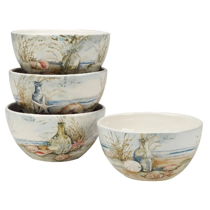 Certified International Coastal Landscape 26 oz. Ice Cream/Dessert Bowls, Set of 4 Assorted Designs - 26 Oz.