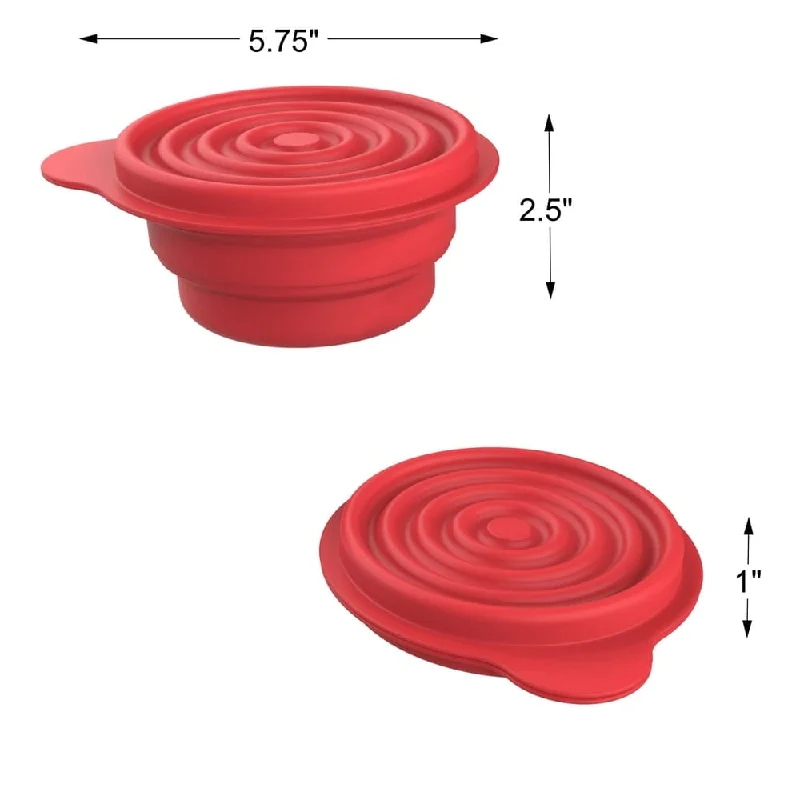 Collapsible Bowls with Lids - BPA Free Silicone, Reusable Food Bowl for Camping, Travel, Hiking by Wakeman Outdoors