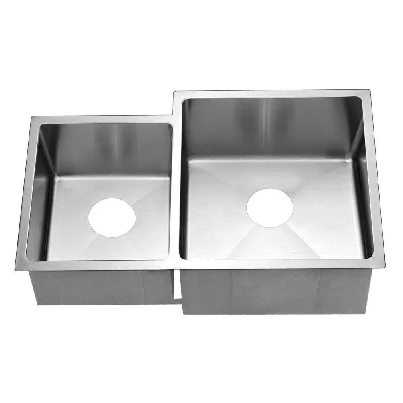 Dawn Undermount Extra Small Corner Radius Double Bowls (Small Bowl on Left) - Silver