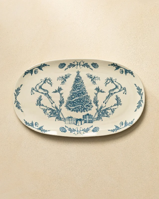 Holiday Oval Stoneware Platter