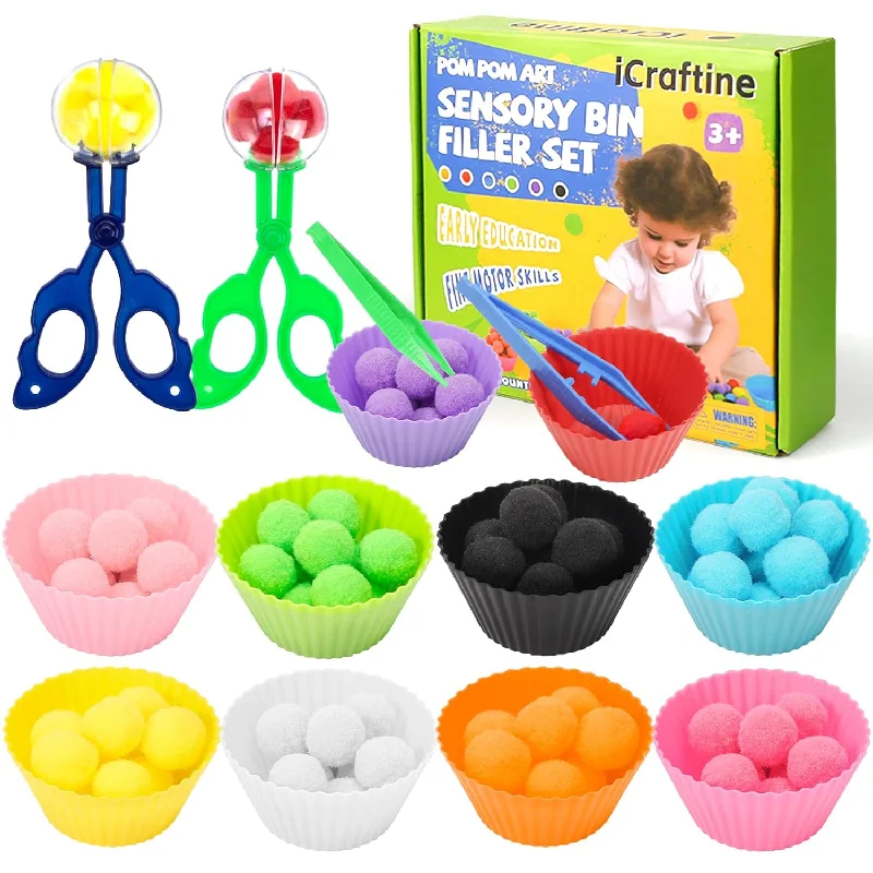 114 Pcs Fine Motor Skills Sensory Bin Filler Includes 10 Sorting Bowls, 100