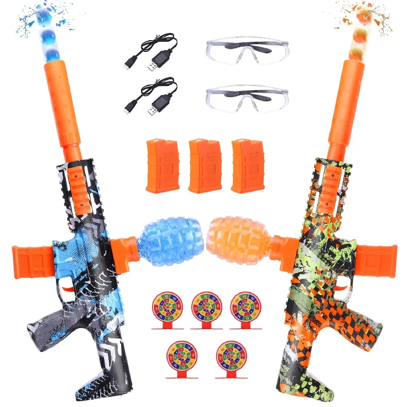 2 Pack Gel Splatter Blasters, Full Auto Electric Splatter Ball Toy, 10 Roun