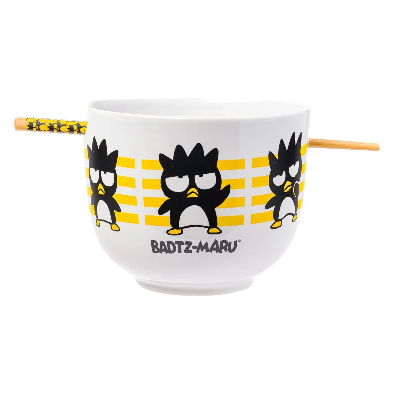 Badtz-maru Ceramic Ramen Bowl and Chopstick Set (Stripes)