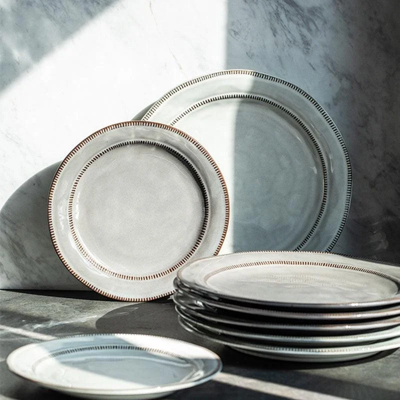 Stitch Row Ceramic Plates