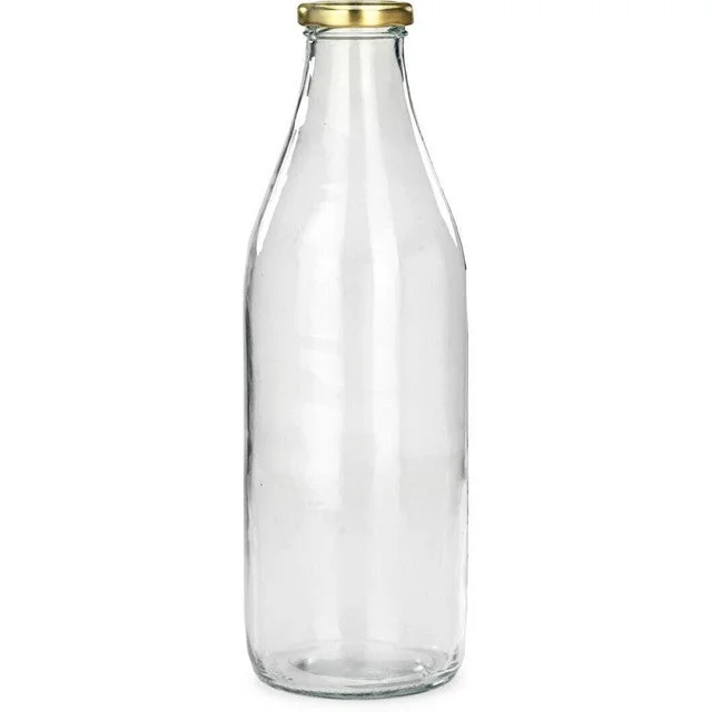 Chic White Transparent Glass Water Bottle for Long Lasting Hydration | 1000 ML | 3 x 10 inches