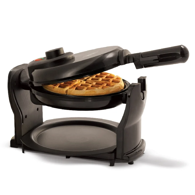 Classic Rotating Belgian Waffle Maker with Nonstick Plates, Removable Drip Tray, Adjustable Browning Control and Cool Touch Handles, Black