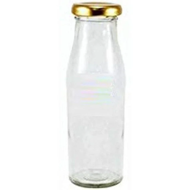 Clear Glass Milk Bottle with Lid for Storage and Serving Compact Design | 300 ML | 2 x 7 inches