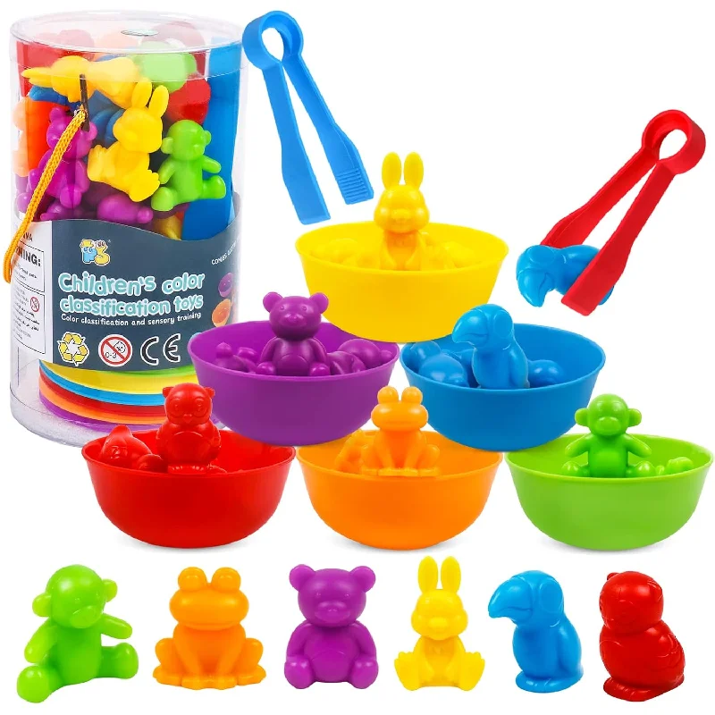 Counting Animal Matching Games Color Sorting Toys With Bowls Preschool Lear