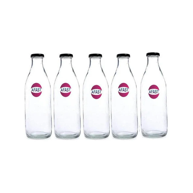 Crystal Clear Glass Serving Bottle for Milk and Water Small Sized for Versatile Use | Set of 5 | 200 ML | 2 x 7 inches