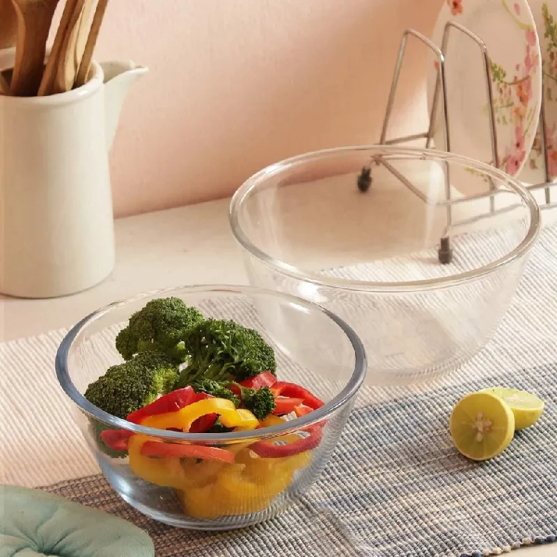 Glass All-Purpose Mixing Bowls | Set of 2 | 1L & 2.1L