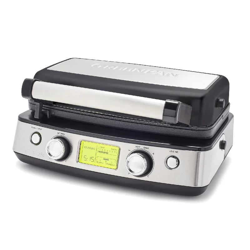 GreenPan Elite 2-Square Belgian Waffle Iron with Ceramic Nonstick Plates, Black