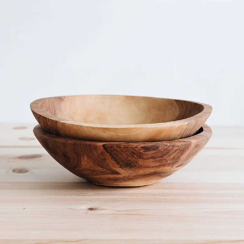 Hand Carved Wild Olive Wood Bowl - Medium