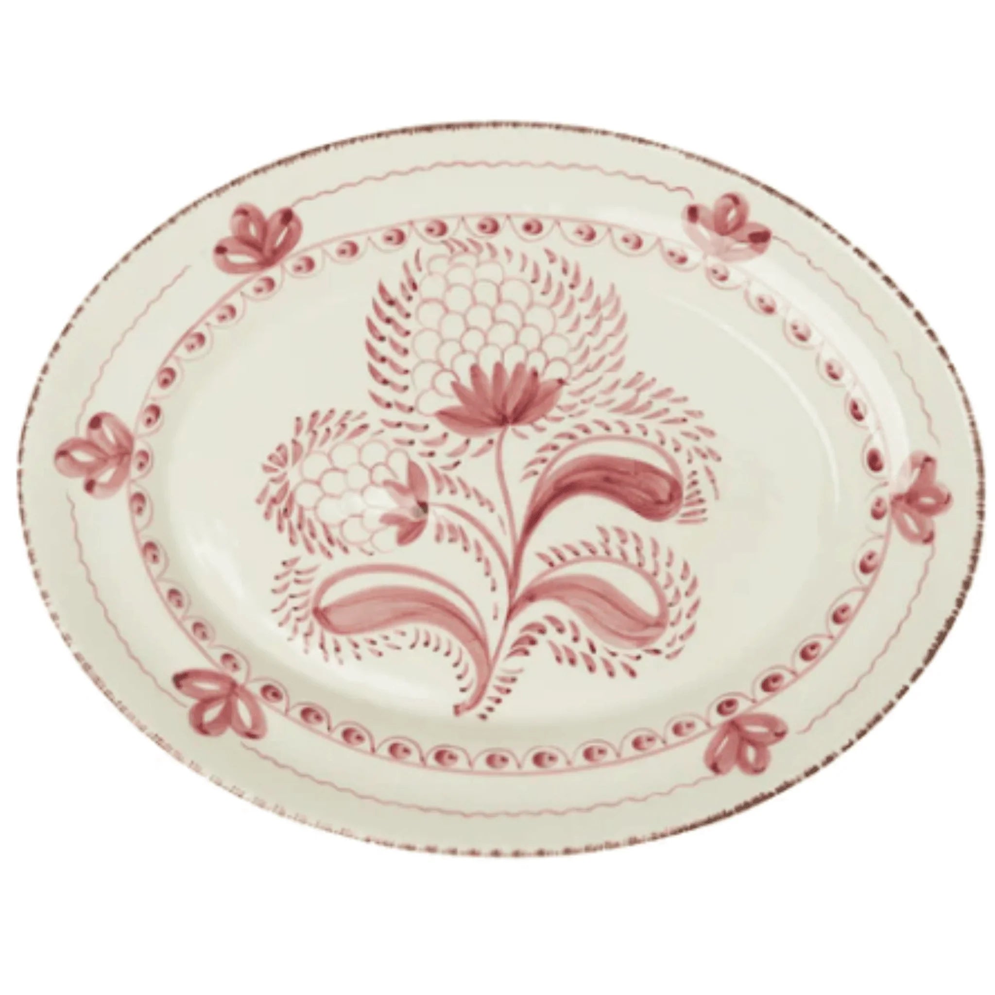 Hand Painted Pink & White Serving Platter