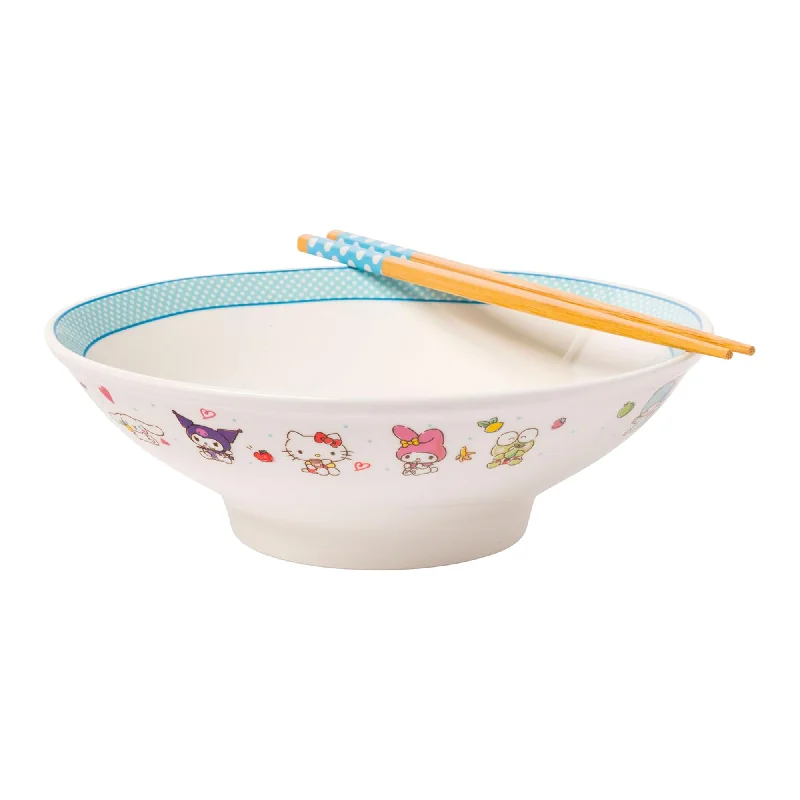 Hello Kitty and Friends Ceramic Noodle Bowl and Chopstick Set (Lunch Friends)