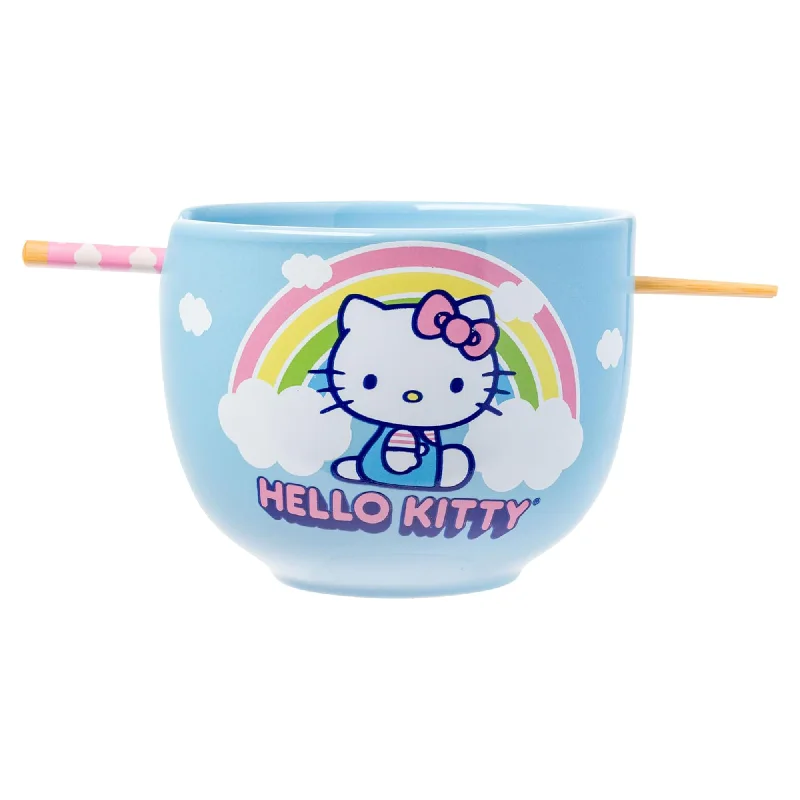 Hello Kitty Ceramic Ramen Bowl and Chopstick Set (Rainbow)