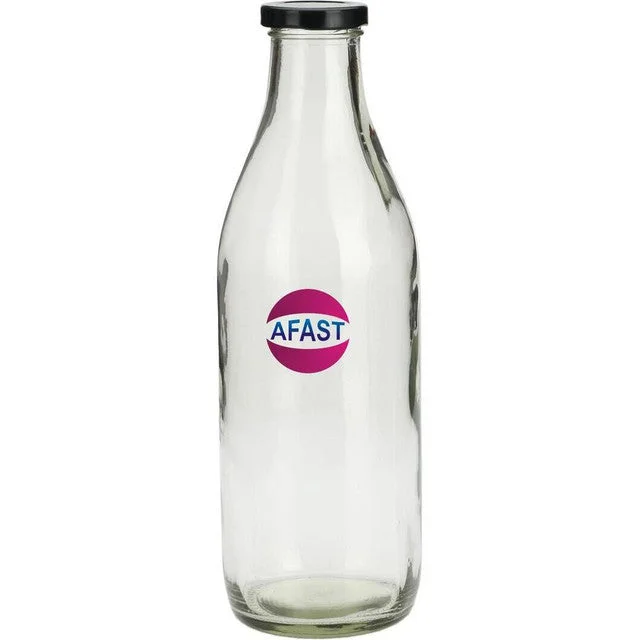 Large Clear Glass Milk Bottle with Airtight Lid for Secure Storage Multi Purpose | 1000 ML | 3 x 10 inches