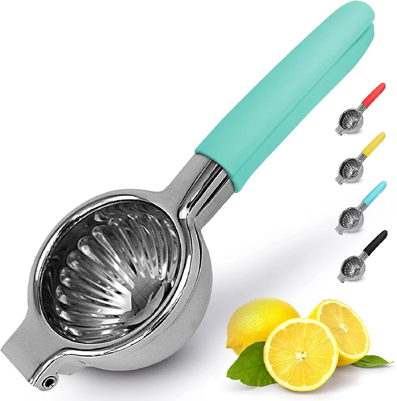 Lemon Squeezer Stainless Steel with Premium Heavy Duty Solid Metal Squeezer Bowl and Food Grade Silicone Handles