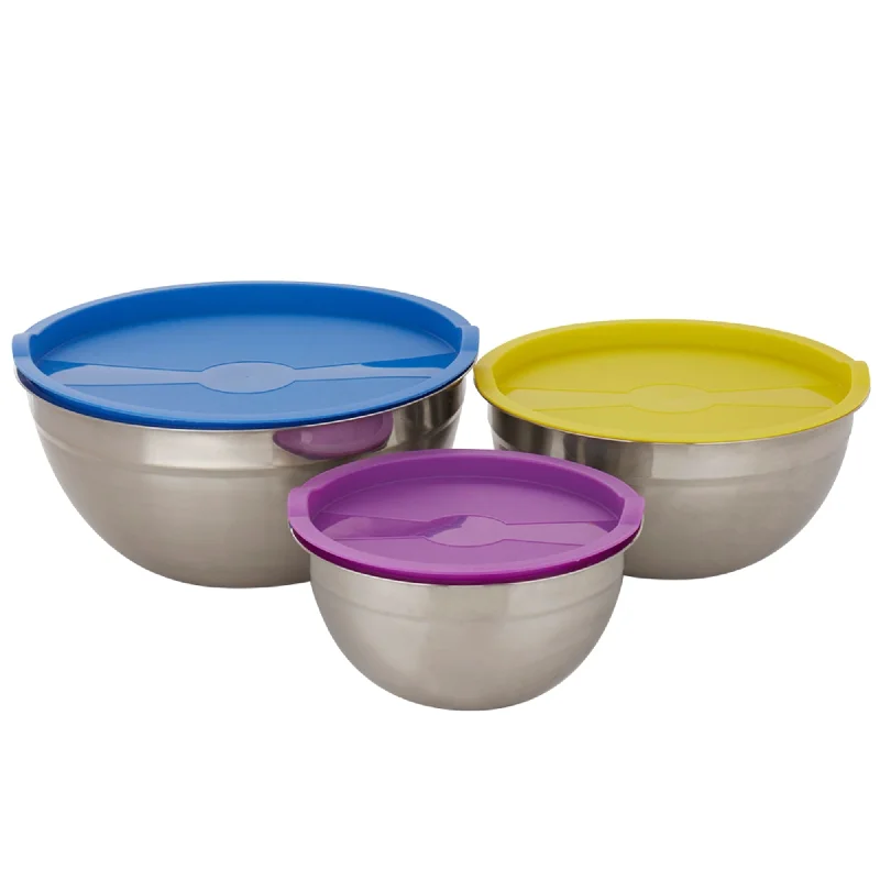 6 Piece Stainless Steel Nesting Mixing Bowls with Lids