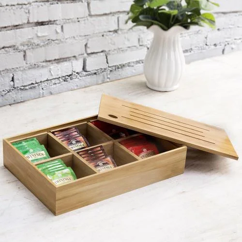 Natural Beige Bamboo Tea Box/Serving Platter