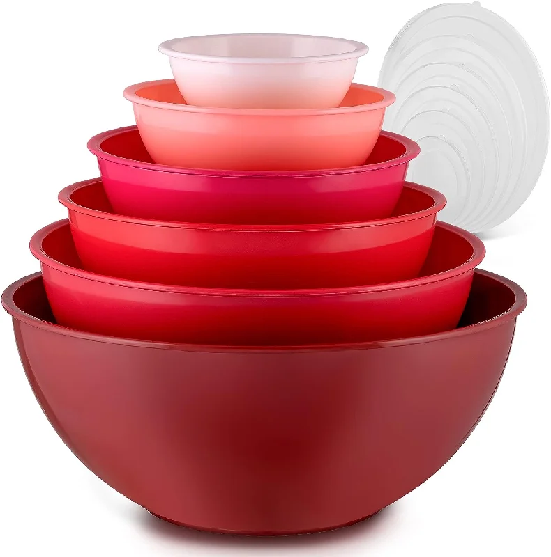 Nesting Plastic Mixing Bowl Set With 6 Prep Bowls and 6 Lids