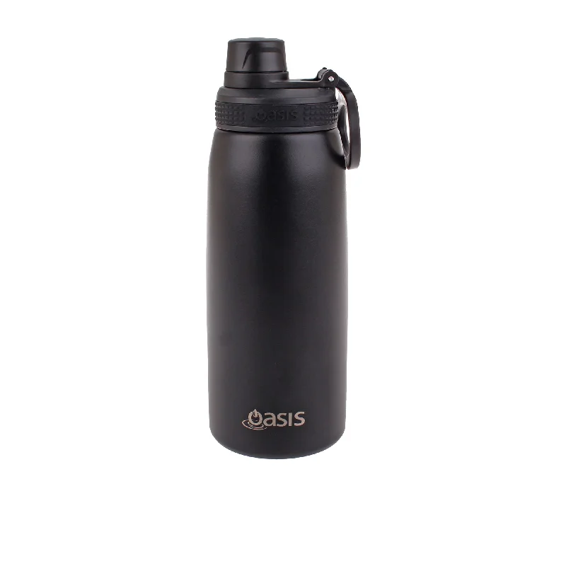 Oasis Stainless Steel Insulated Sports Water Bottle Screw Cap 780ml in Black