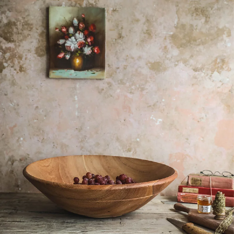 Oversized Mahogany Wooden Bowl