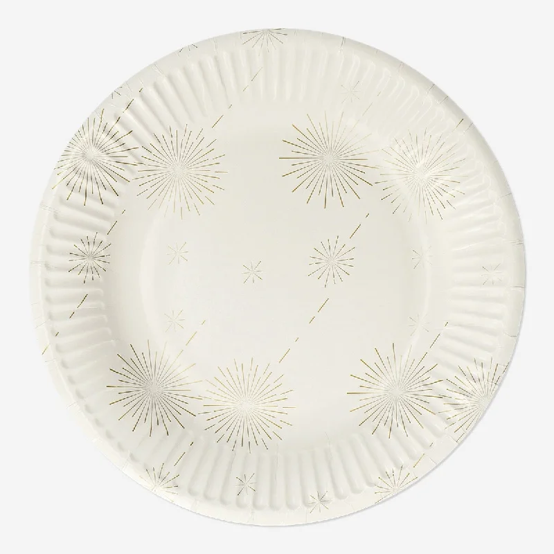 Paper plates with fireworks design - 8 pcs