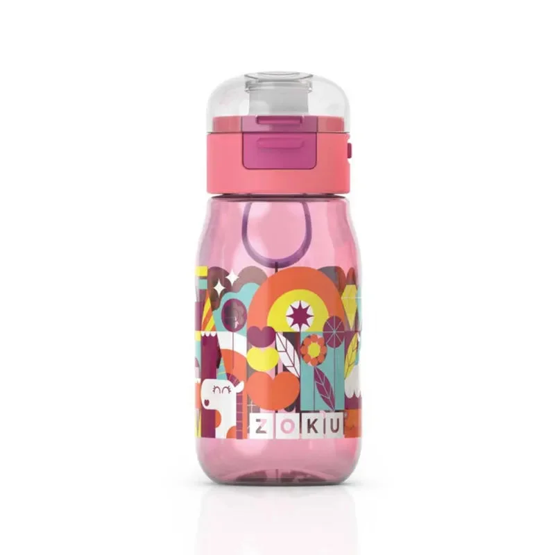 Zoku Pink Kids Flip Gulp Bottle with Carrying Cord | 3 x 3 x 7 inches