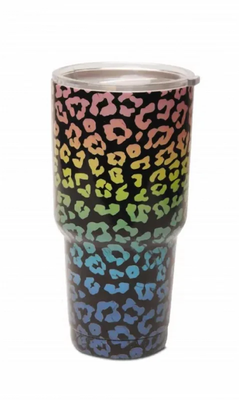 Rainbow Leopard Tumbler In Black