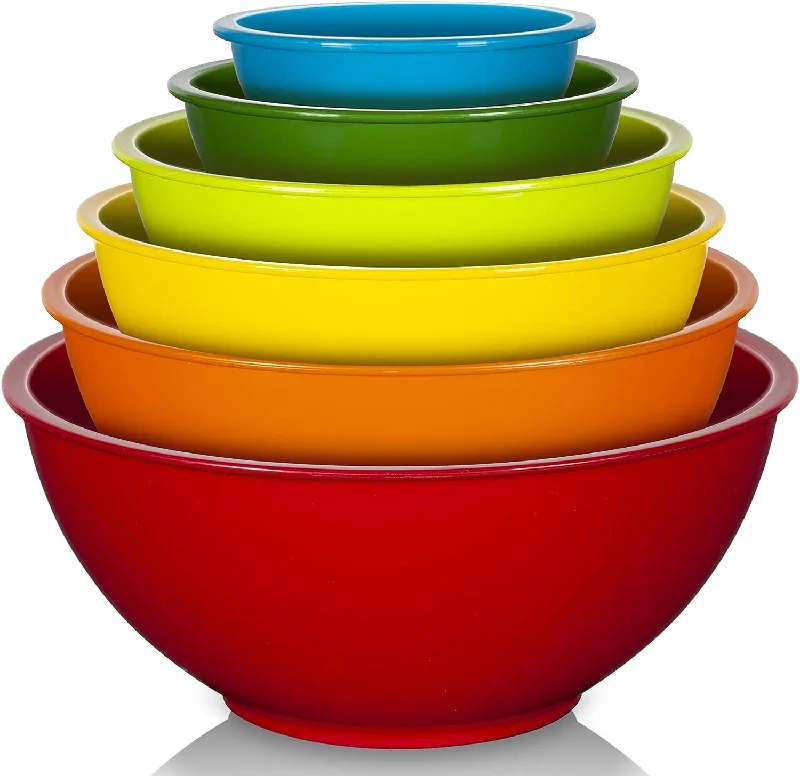 Rainbow Mixing Bowls Set of 6 for Kitchen, Ideal for Baking, Prepping, Cooking and Serving Food