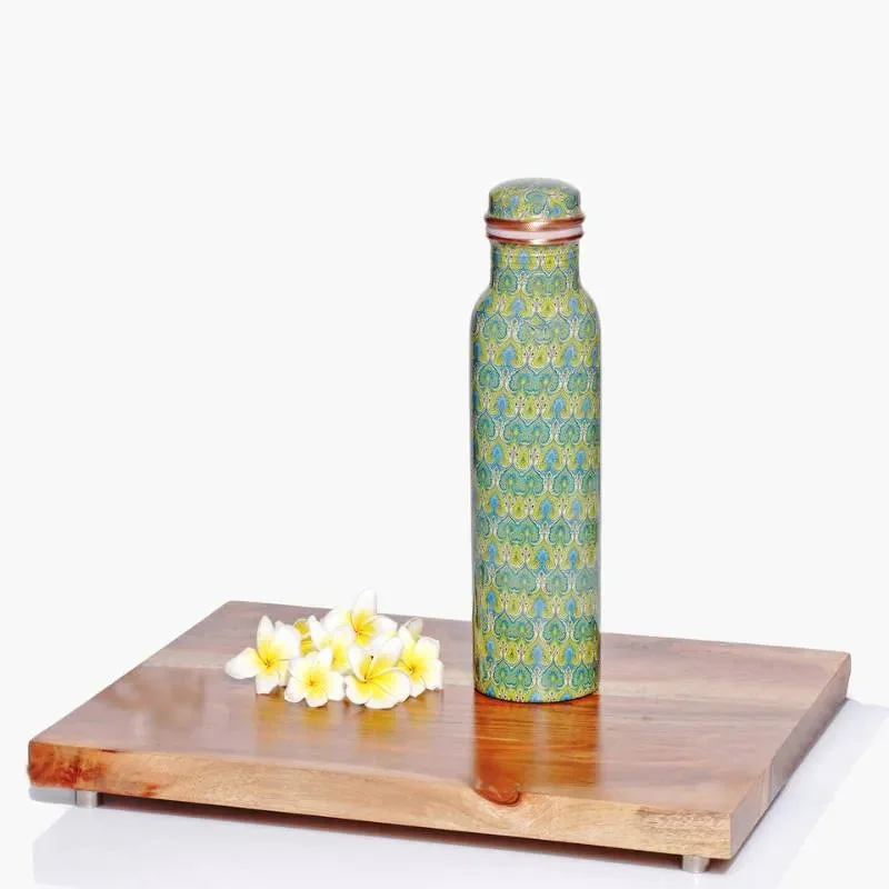 Refreshing Green Digital Print Copper Bottle | 3 x 4 x 11 inches