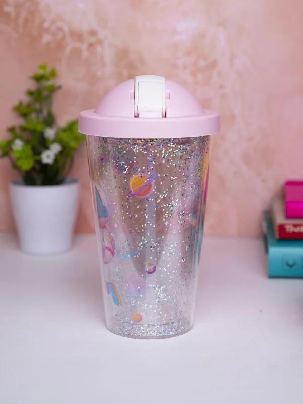 Reuseable Tumbler Sipper Cup With Lid - Pink, 450mL