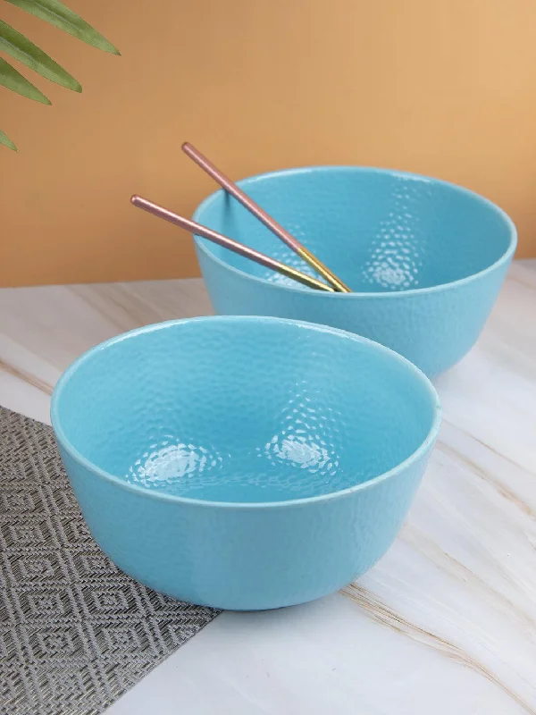 Melamine Turquoise Round Serving Bowl (Set of 2)