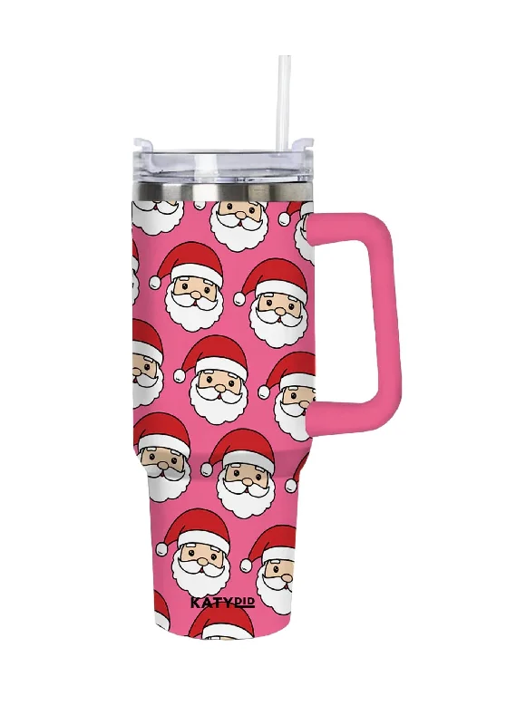 Santa Claus Repeat Holiday Tumbler In Pink