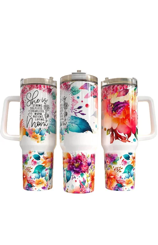 She Is Strong Mom Tumbler In Multi