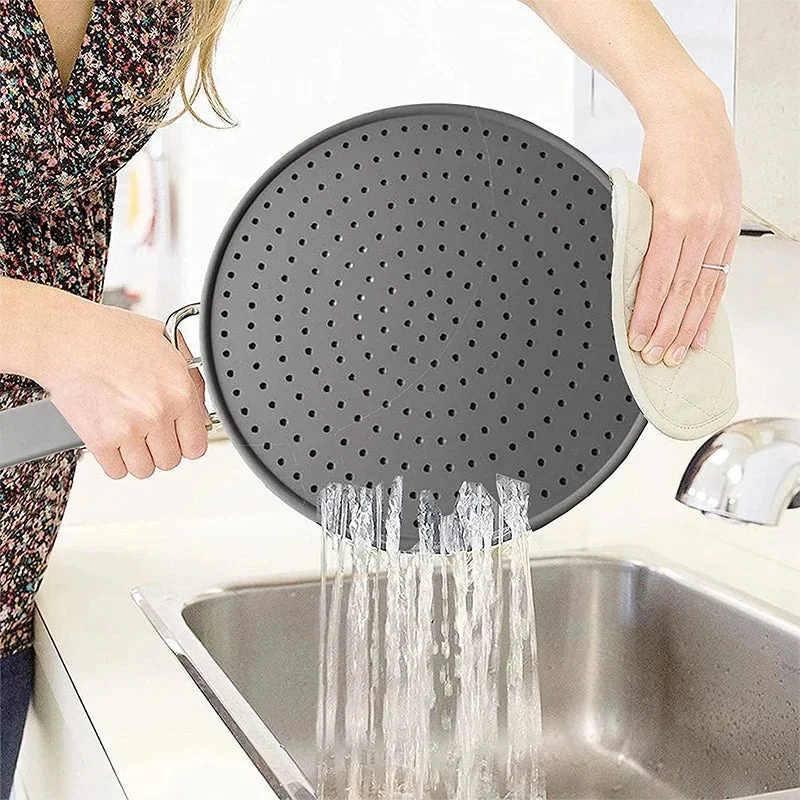 Silicone Kitchen Splatter Screen Heat Resistant with Handle (Medium)