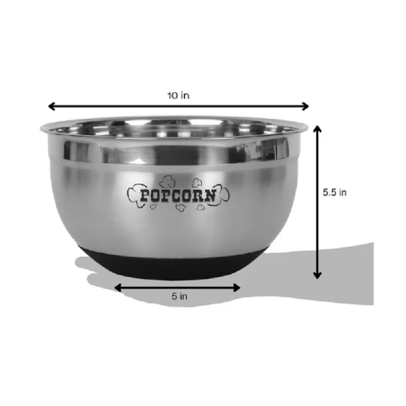 Sleek Stainless Steel Popcorn Serving Bowl