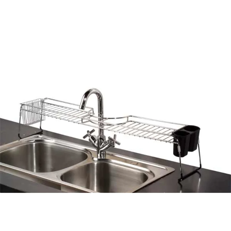 Chrome Plated Steel  Faucet Spacer Over the Sink Shelf with Cutlery Holder