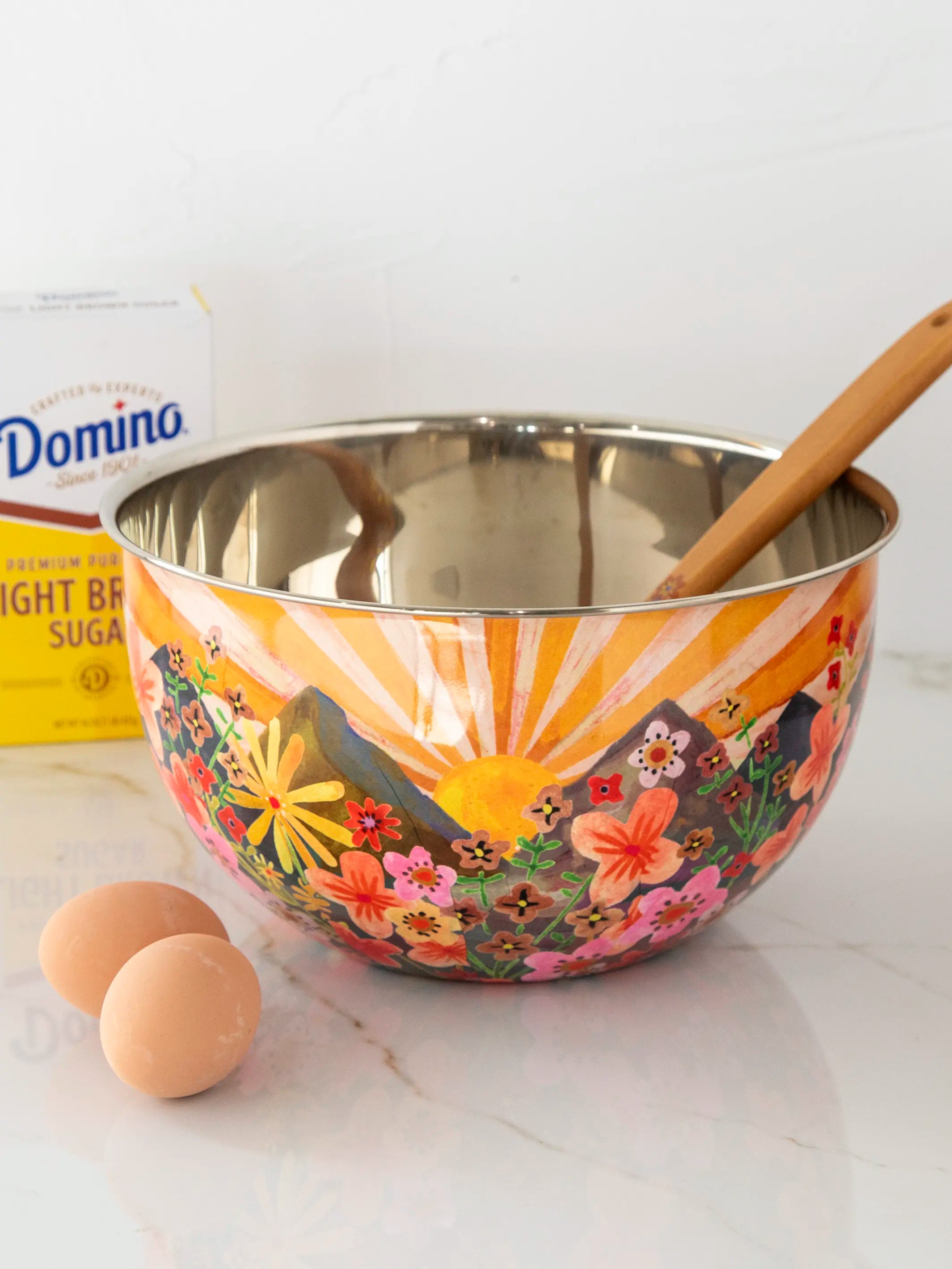 Stainless Steel Bowl - Large Yellow Mountain Range