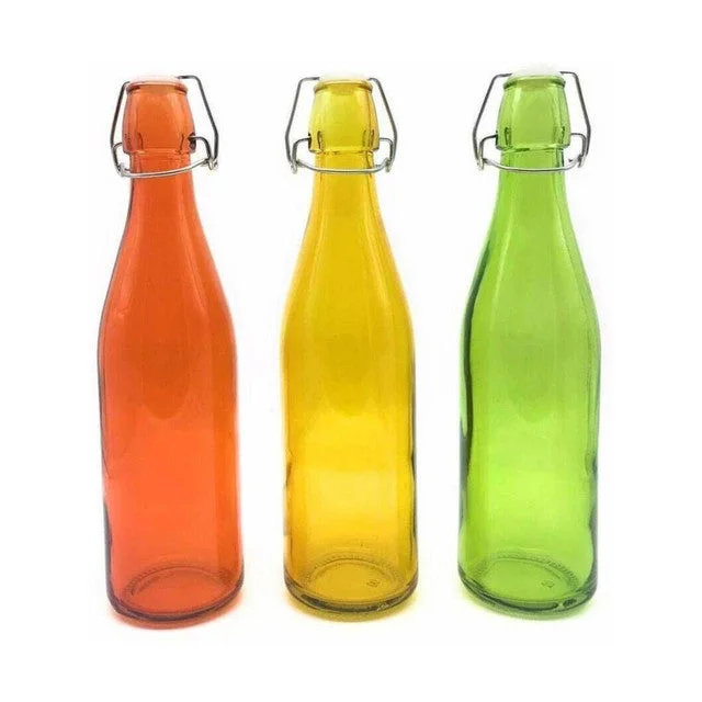 Sturdy Transparent Glass Water Bottle for Daily Use Large Volume for Extended Hydration | Set of 3 | 1000 ML | 3 x 13 inches