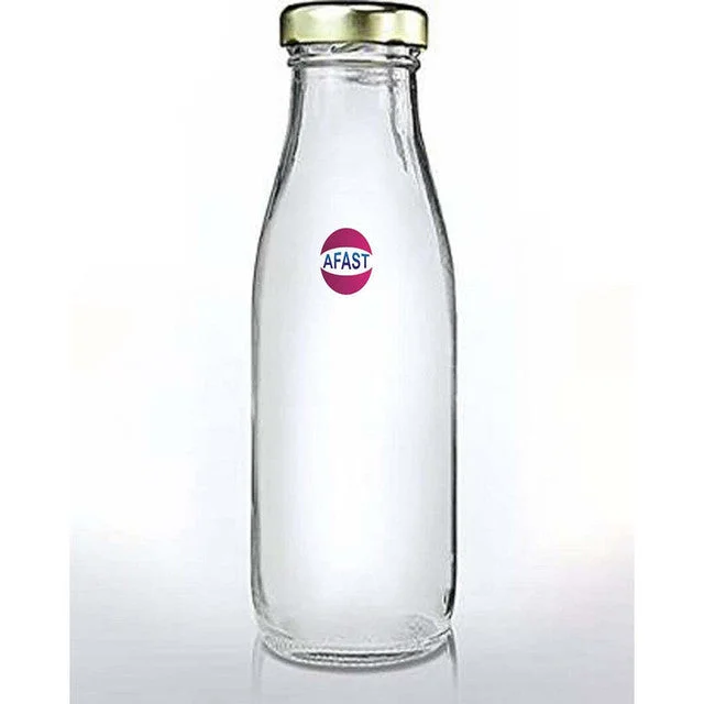 Versatile Clear Glass Milk Bottle with Secure Lid for Kitchen Storage Compact and Durable | 300 ML | 2 x 7 inches