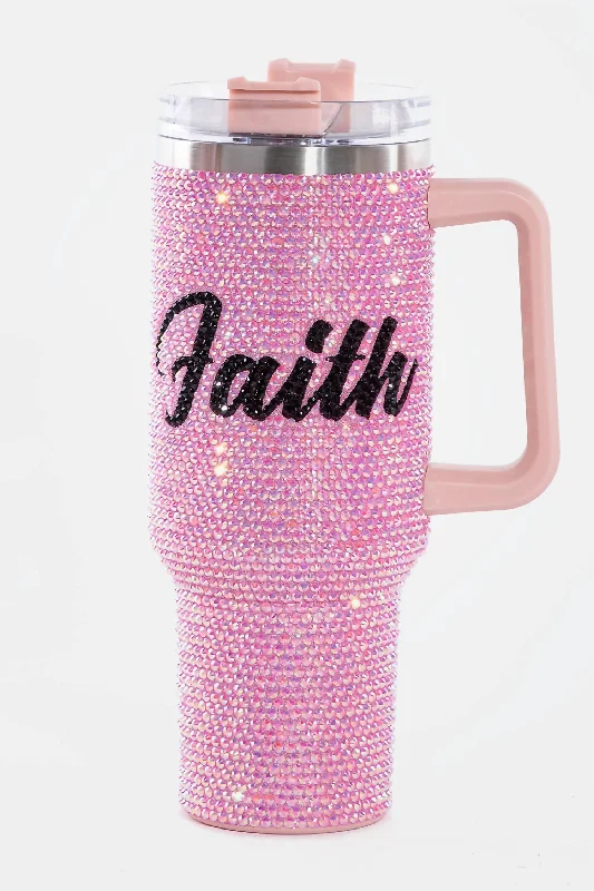 Women's Faith Rhinestone Tumbler In Pink