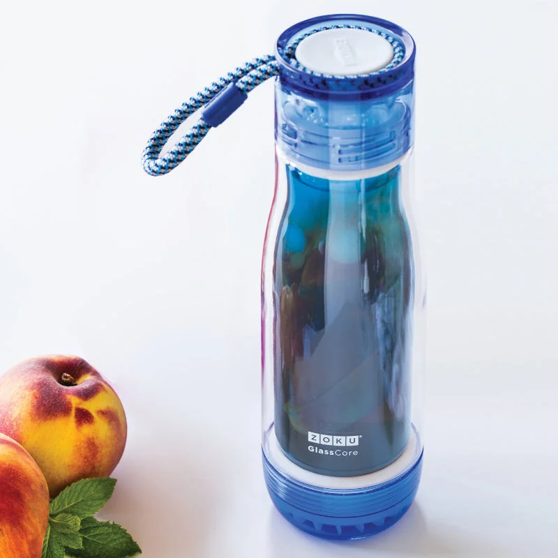 Zoku Double Wall Suspended Glass Core Water Bottle | 3 x 10 inches