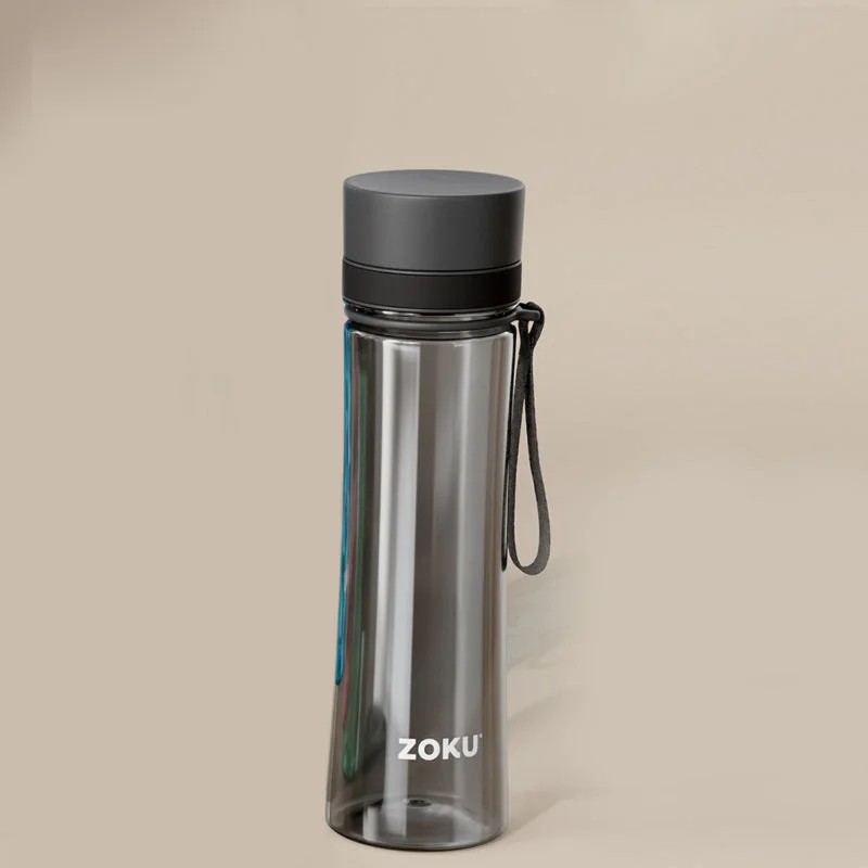 Zoku Fancy Tritan Clear Water Bottle | 9 x 6 x 10 inches | Grey