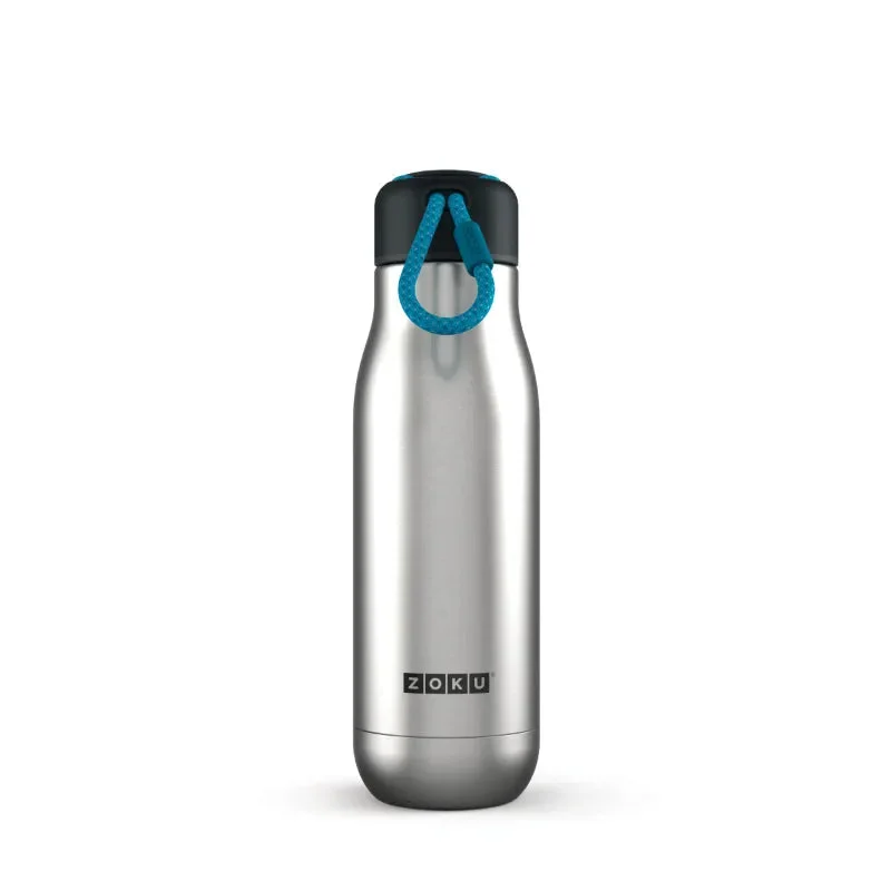 Zoku Stainless Steel Vaccum Insulated Water Bottle | Silver | 3 x 3 x 9 inches