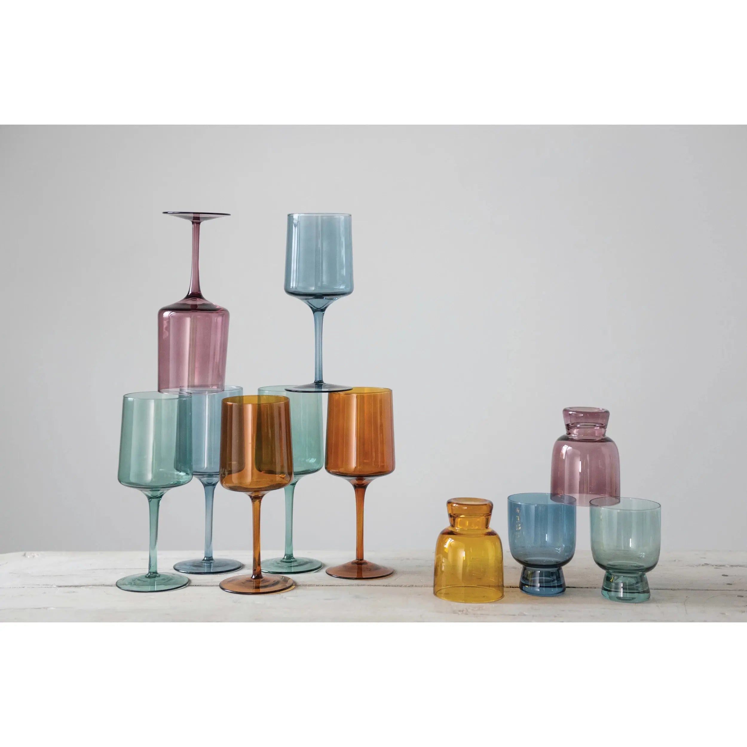 Square Stemmed Wine Glass, 4 Colors