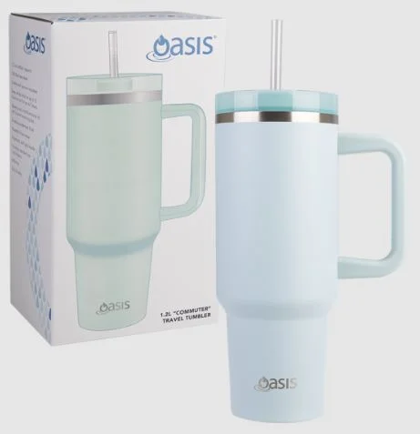 Oasis Commuter Travel Tumbler 1.2l - Stainless Steel Double Wall Insulated - Sea Mist