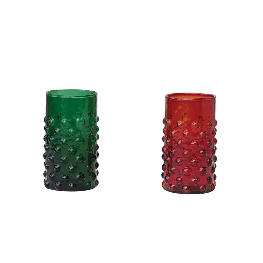 3" Round x 4-1/2"H 12 oz. Hobnail Drinking Glass, 2 Colors