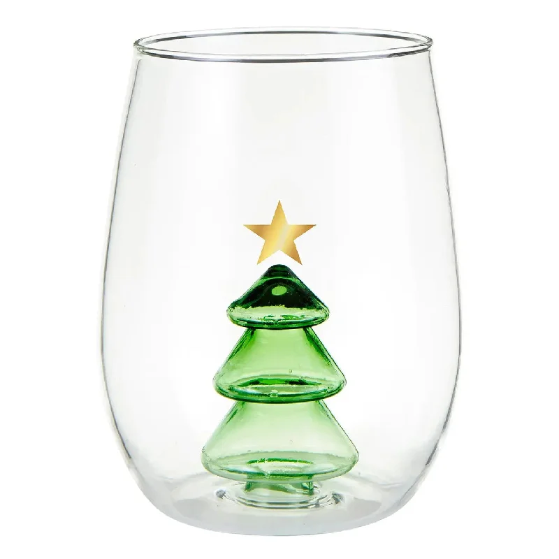 Stemless Wine Glass with Figurine - Tree