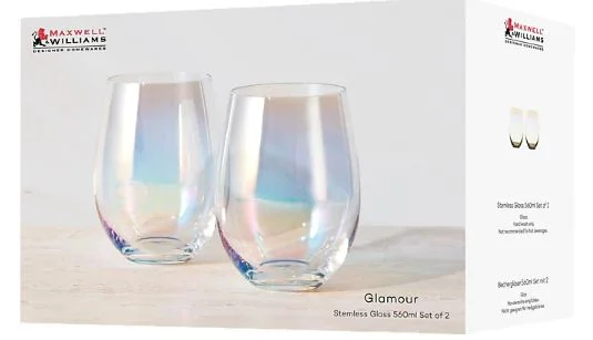 Maxwell & Williams Glamour Stemless Glass 560ml S/2 Iridescent